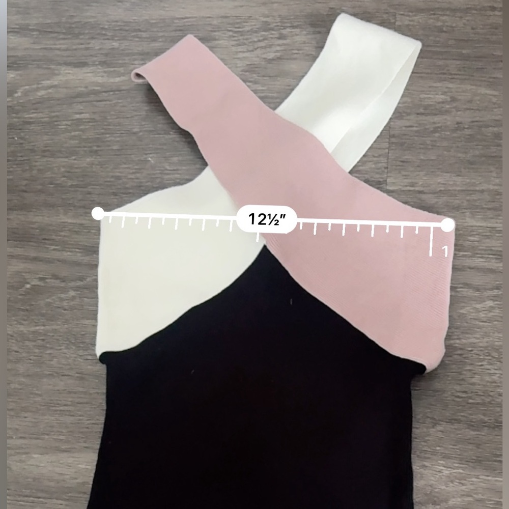 LE SUPERBE Drinks On You Cross-Strap Black, White & Blush Bodycon Dress XS - Picture 10 of 10